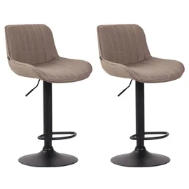 CLP Barhocker Lentini 2er Set höhenverstellbar drehbar Stoff taupe/schwarz