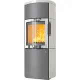Kaminofen HARK 44-5.5 GT ECOplus 5 kW - Ofenkacheln: Creme-Weiß - Korpus: titan/verchromt