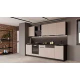 Küchen-Preisbombe Küchenzeile ARONA BASIC 280 cm Kaschmir beige Schwarz matt