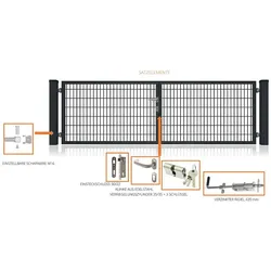 Fa-Bausysteme Doppelflügeltor Anthrazit 2000 x 800 mm