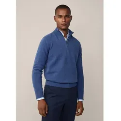 Hackett London für Herren. HM703239 Blauer Wollpullover (XL), Lässig, Wolle