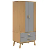 vidaXL Kleiderschrank OLDEN Grau Braun 76,5x53x172cm Massivholz Kiefer