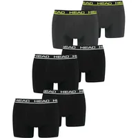 HEAD Herren Boxershort Basic Boxer 4er 6er 8er Multipack in S Schwarz 005 &  Schwarz / Grün Punch 009