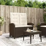 Teenpull – Gartenbank Verstellbar Mit Kissen Braun Poly Rattan
