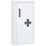 kleankin Medizinschrank, Erste Hilfe Schrank, mit 3 Innenfächern, Arzneischrank mit Magnetverschluss, Medikamentenschrank mit Griff, Stahl, Weiß, 30 x 12 x 60 cm