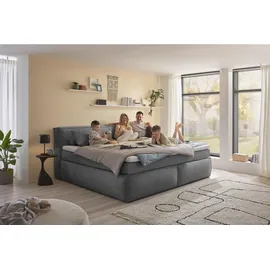 Stella Trading Boxspringbett – dark grey - H3/H4 - Microvelours - 180x200 cm