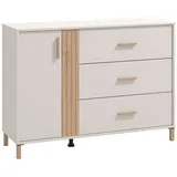 Home Affaire Kommode »Belfort Schubladenkommode Sideboard 3 Schubladen und 1 Tür«, 125x40x90, FSC-zertifizierter Holzwerkstoff, Trendfarbe cashmere, weiß