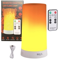 INRA Light LED-Lampe | flackernde LED Kerze | Led Kerzen Flackernde Flamme | Lampe mit Fernbedienung |Dekolampe mit Fernbedienung und USB-Ladekabel | wiederaufladbar | Tischfeuer Outdoor