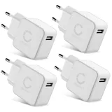 CELLONIC Schnelles Laden: USB Ladegerät (4Pack) für Handy Smartphone Tablet Kamera Lautsprecher UVM - Ladeadapter mit 5W Schnellladegerät, Ladestecker/USB Lader