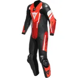 Dainese Misano 3 D-Air Airbag perforierte 1-Teiler Motorrad Lederkombi, schwarz-rot, Größe 44 für Männer
