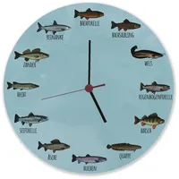 Speecheese Deutsche Fischarten Wanduhr aus Alu Uhr mit Fischen