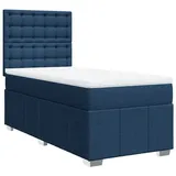 vidaXL Boxspringbett mit Matratze Blau 100x200 cm Stoff