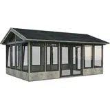 Palmako Pavillon Isabella 22,2 m2 - 90 mm - grau tauchgrundiert