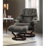 Stressless Stressless® Relaxsessel »Reno«, (Set, Relaxsessel mit Hocker), mit Hocker, mit Classic Base, Größe S, M & L, Gestell Braun, grau