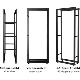 Melko Kaminholzständer Metall 150 x 40 x 150 cm inkl. höhenverstellbare Füße Schwarz