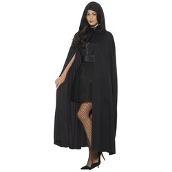 Horror-Shop Vampir-Kostüm Schwarzer Umhang als Kapuzen Cape für Halloween & schwarz