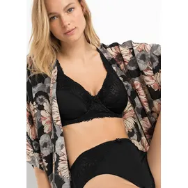 bonprix Minimizer-BH BONPRIX "Minimizer-BH mit gepolsterten Trägern (2er Pack)", Damen, Gr. 95, Cup C, beige (kreidebeige, schwarz), Obermaterial: 80% Polyamid, 20% Elasthan. Futter: 100% Baumwolle.