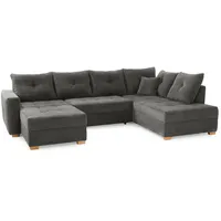 Luma-home Wohnlandschaft, U-Form 313/200/92 cm mit Schlaffunktion und Bettkasten,