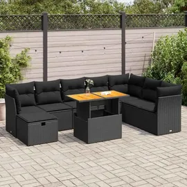 vidaXL Garten-Sofagarnitur 9-tlg. schwarz