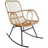 Mid.you Schaukelstuhl, Natur, Holz, Metall, Rattan, massiv, Uni, 57x95x84 cm, Schaukelfunktion, Wohnzimmer, Sessel, Schaukelstühle