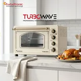 TurboTronic Minibackofen Retro – EV45R – 45 l, 2000 W, Umluft, Drehspieß, Backblech, kompakter elektrischer Vintage-Tischofen, Pizzaofen und C... - Türkis