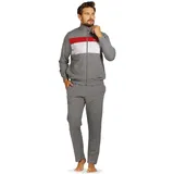 Comte Hausanzug Cosy Chic (Set, 2 tlg., 2-teilig) Herren Hausanzug Homewear Loungeanzug Baumwolle grau|lila 56