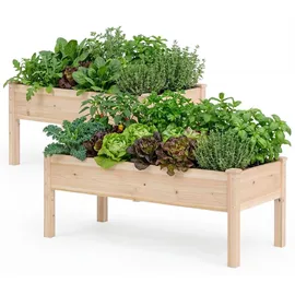 komfotteu Hochbeet 122 x 62 x 48 cm Beige