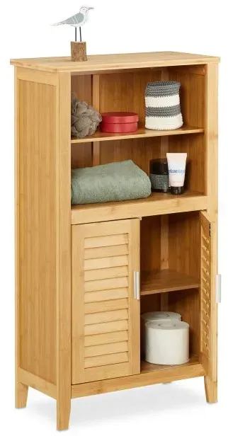 Relaxdays Badezimmerschrank LAMELL Bambus Hellbraun