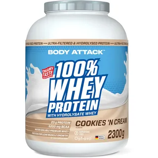 Body Attack 100% Whey Protein Cookies & Cream Pulver 2300 g