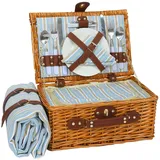 HYBDAMAI Picknickkorb Set für 2 Person mit Kühlfach und wasserdichte Picknickdecke, Abnehmbarer Riemen, Weinbeutel, Besteck Set, für Camping, Strand, Wandern, BBQ und Familie/Paare Geschenke, Zubehör