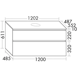 Burgbad Waschtischunterschrank 2 Auszüge 120 x 55,2 x 66,1 cm Basaltgrau Matt
