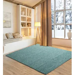 Wollteppich »Pirker«, rechteckig, 12 mm Höhe, Wendeteppich, meliert, reine Wolle, handgewebt, Scandi, Wohnzimmer, 65966506-0 petrol 12 mm