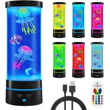 LED Fantasy Quallen Lavalampe, Ambesty LED Quallen Lampe Lavalampen 17 Farben, Runde echte Quallen Aquarium Lampe, Zuhause Stimmungslicht Dekoration mit Fernsteuerung, für Weihnachten Geschenke Kinder