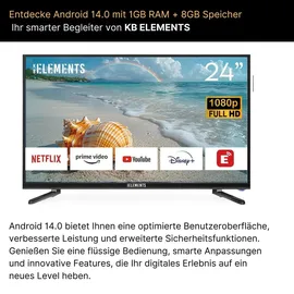 KB Elements KB ELEMENT 24 Zoll Smart TV, LED FULL HD, DVB-T2/S2, Android 14, Frameless - Schwarz