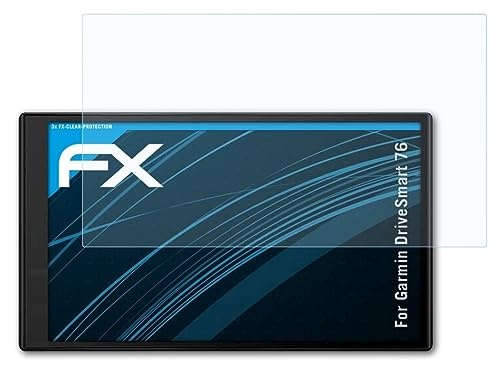 atFoliX Schutzfolie kompatibel mit Garmin DriveSmart 76 Folie, ultraklare FX Displayschutzfolie (3X)