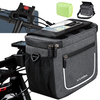 Lruvdox Fahrradtasche Lenker mit lenkeradapter für Fahrrad und elektrofahrräder, 5L fahrradkorb vorne wasserdicht lenkertasche e-Bike mit handyhalterung, Touchscreen und Abnehmbarer Schultergurt