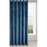 Eurofirany Melanie Vorhang Samt Velvet Ösen -1 STK. Weich Edel Gardine 200g/m2 Elegant Glatt Einfarbig Flauschig Modern Klassisch Wohnzimmer Schlafzimmer, 215x250 cm, Dunkelblau