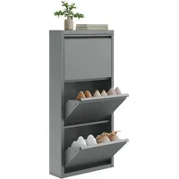 Woltu Schuhschrank, Hellgrau, Metall, 3 Klappen, Schuhregal, Schuhkipper für