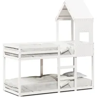 VidaXL Etagenbett mit Dach Weiß 75x190 cm Massivholz Kiefer