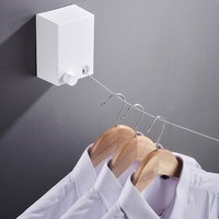 4,2m Ausziehbare Wäscheleine Wand zu Wand | Balkon Wäschetrockner mit automatisch einziehbaren Seil | Farbe- weiß | Wandtrockner mit Edelstahldr...