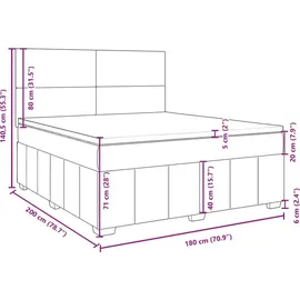 vidaXL Boxspringbett 180 x 200 cm Hellgrau