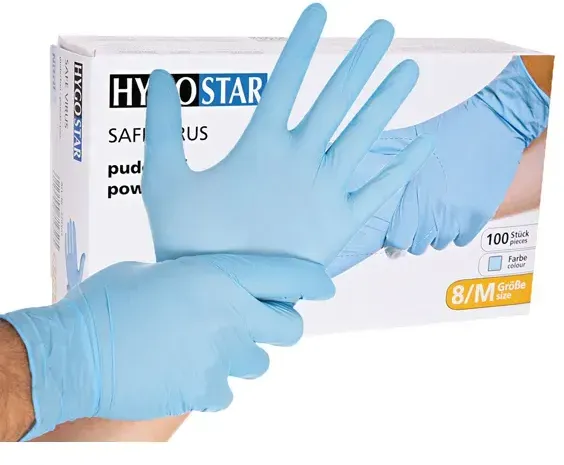Untersuchungshandschuhe Hygostar Nitril Safe Virus blau M virendicht, puderfrei, unsteril, latexfrei, 100 Stück/Box