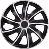 NRM | Radkappen Radzierblenden Quad 15" Schwarz und Silber 4tlg, Radabdeckung, Zierblenden, Zierkappen, Radblenden, Felgen - Silber