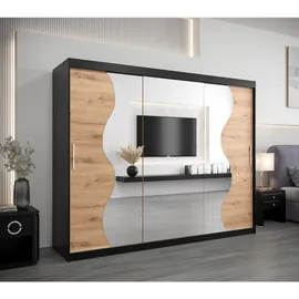 abiks möbel Schwebetürenschrank MADRYT 250 x 200 x 62 cm Schwarz