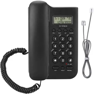 Schnurgebundenes Telefon, Desktop Telefon Festnetztelefon mit Elastischem Kabel Wandtelefon Kabelgebunden Telefon mit Schnur undAnrufe Display, für Zuhause Büro Hotel(Schwarz)