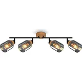 Briloner Spotlight, with wood, smoked glass, 4xE27/max.10W