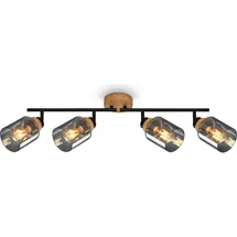 Briloner Spotlight, with wood, smoked glass, 4xE27/max.10W