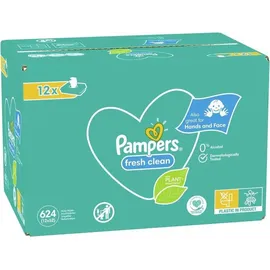 Pampers Fresh Clean Feuchttücher 12 Packungen = 624 Feuchttücher,