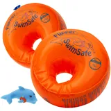 Flipper SwimSafe 1024 - Schwimmhilfe für Kleinkinder ab 1 Jahr, Schwimmflügel mit unzerbrechlichem PE-Schaumkern zum Schwimmen lernen, inklusive Delfin Spielzeug, Orange