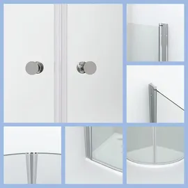 AQUABATOS Runddusche mit Pendeltür 90 x 90 cm Silber Sicherheitsglas